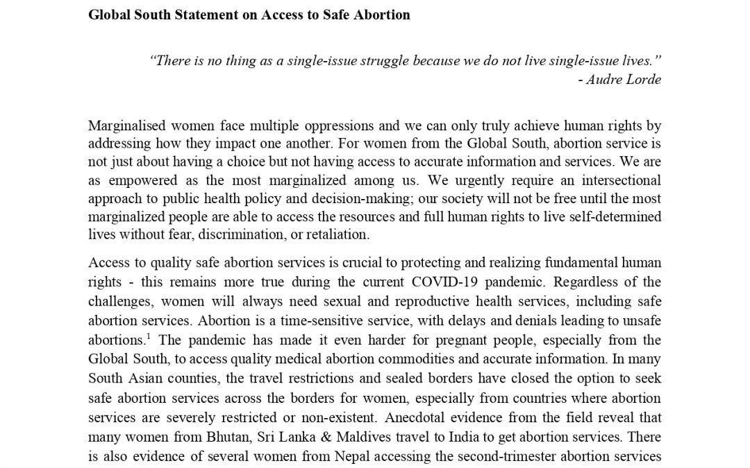 Global South Statement on Access to Safe Abortion