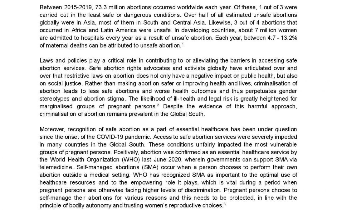 Let’s Make Unsafe Abortion History – SAIGE Statement for International Safe Abortion Day