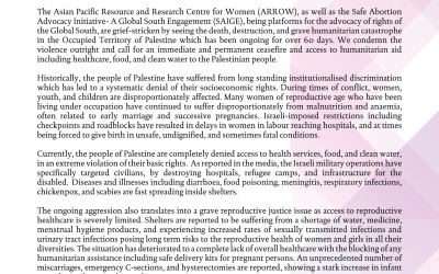 Statement on the ongoing Aggression and Violence in Palestine